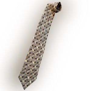 😎 Claiborne blue/tan patterned 100% silk neck tie.